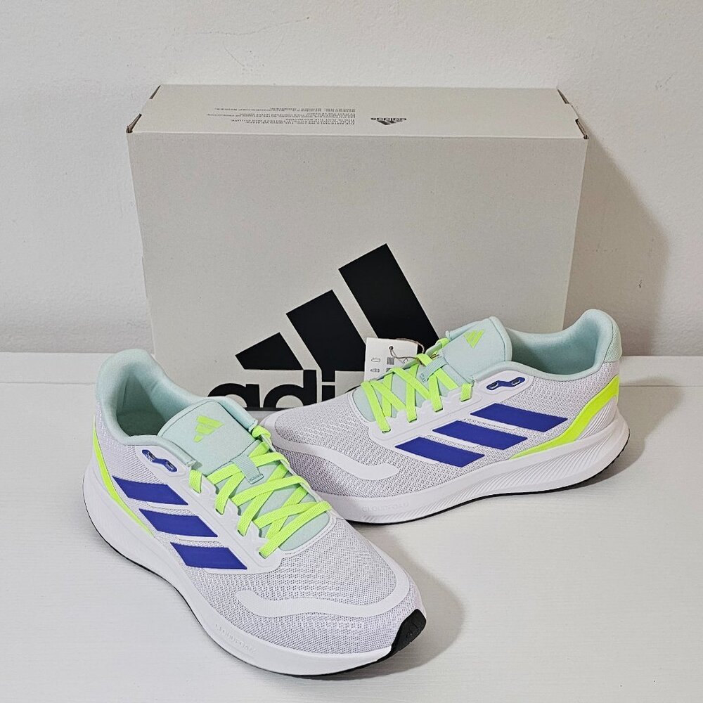 Adidas Runfalcon 5 Shoes - Cloud White/Cobalt Blue - Kids Size 6.5 - IE8587